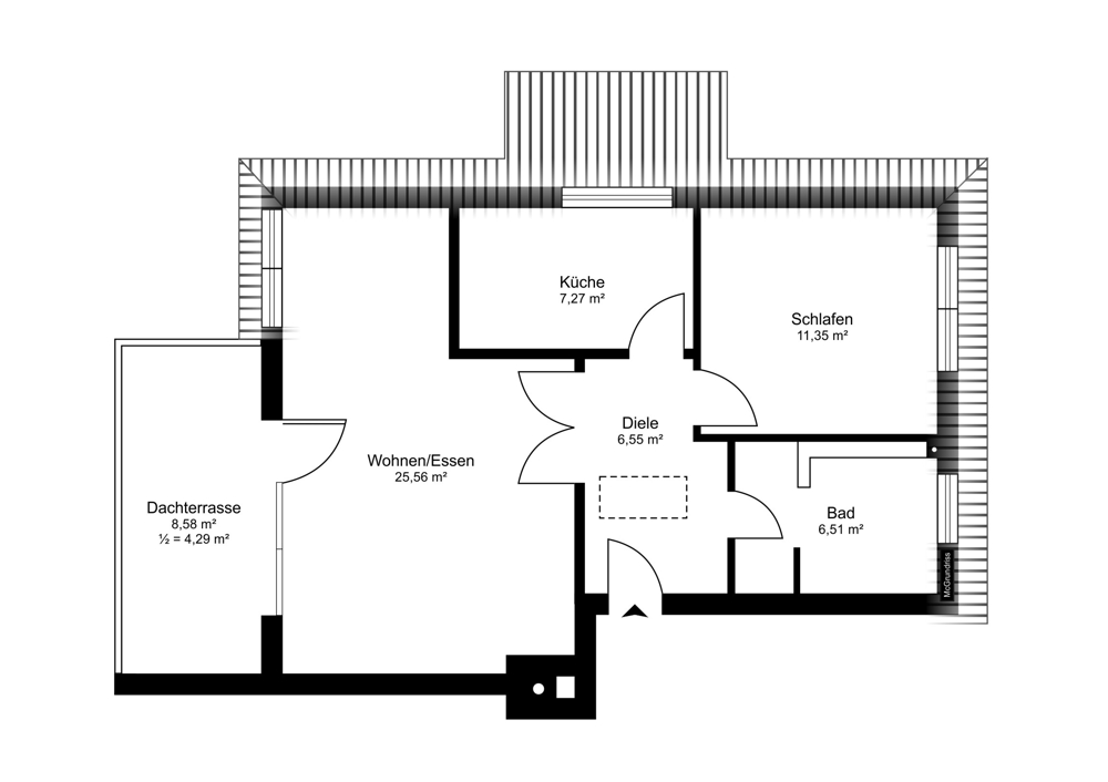 Schickes Penthouse - Grundriss