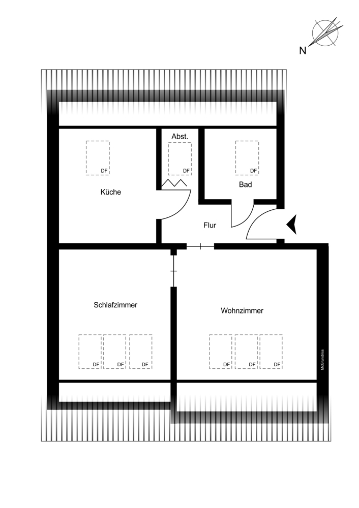12 Wohnungen in der Hansestadt Lüneburg: Besonders energieeffizient und komplett vermietet! - Dachgeschoss 2-Zimmer-Wohnung