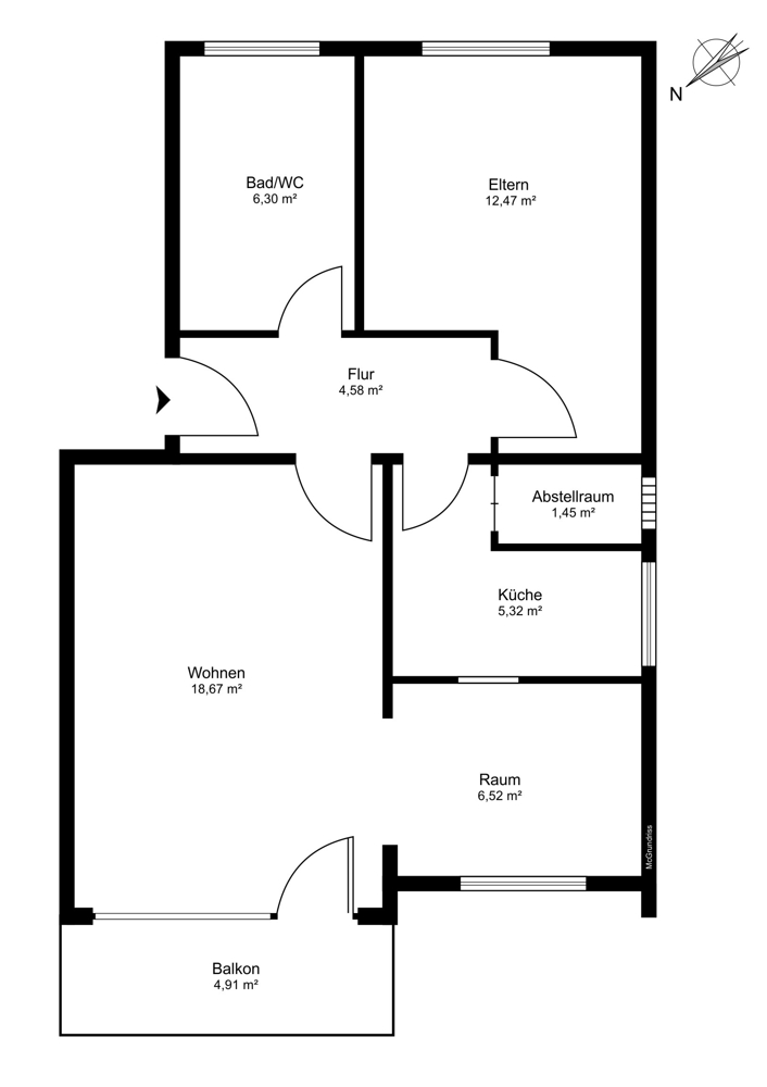 12 Wohnungen in der Hansestadt Lüneburg: Besonders energieeffizient und komplett vermietet! - 1.OG 3-Zimmer-Wohnung