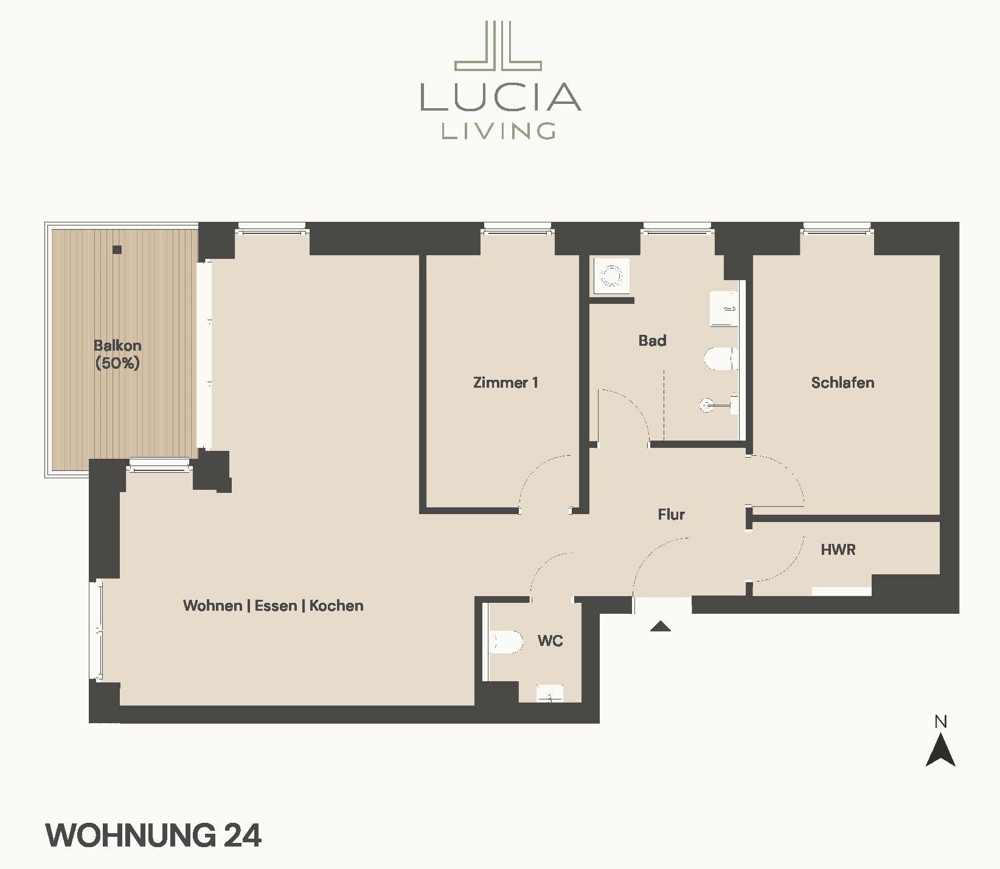 Stilvolle 3 Zimmer im Effizienzhaus 55 – Nachhaltig wohnen mit Komfort - Grundriss