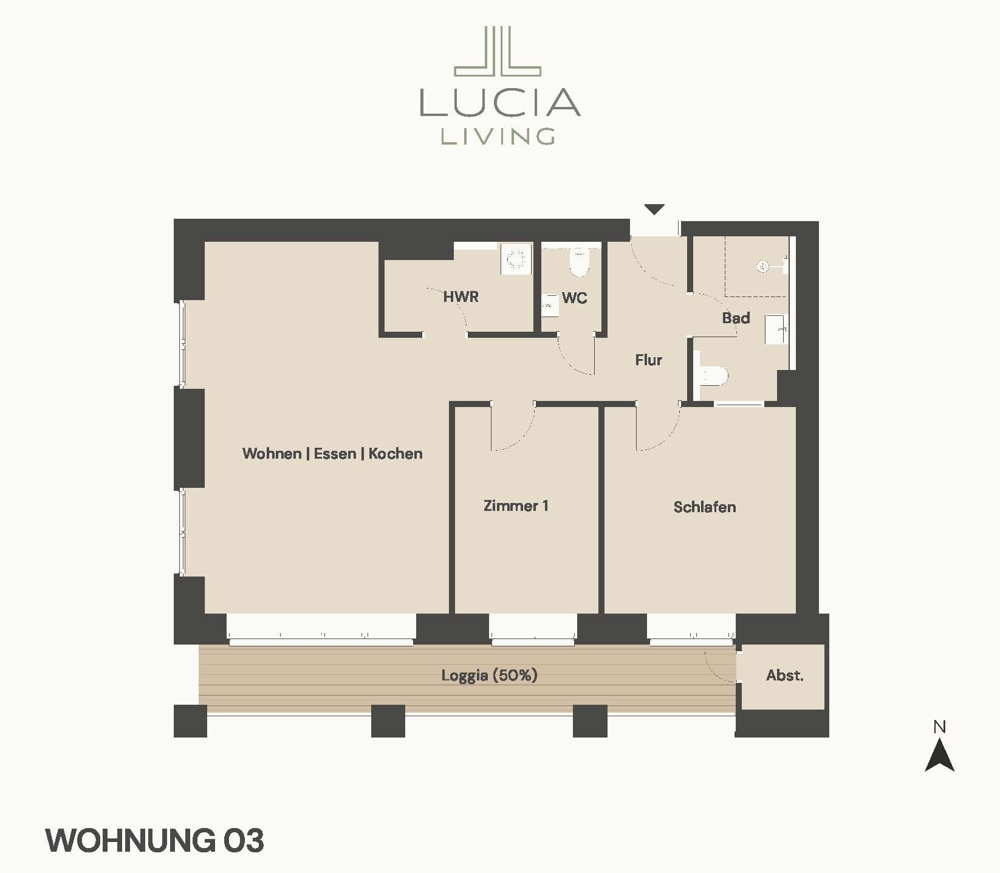 Ihr neues Zuhause mit Anspruch – Exklusive 3-Zimmer-Wohnung mit Balkon - Grundriss