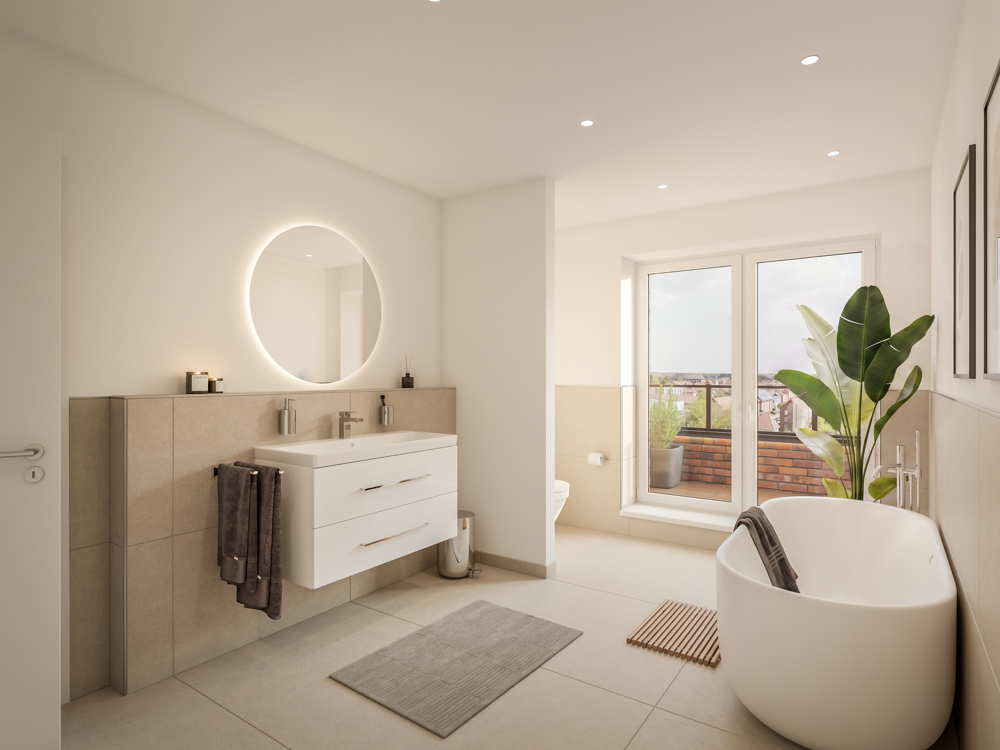 Wohnen auf höchstem Niveau – Exklusives Penthouse mit Dachterrasse & Aufzug - Bad