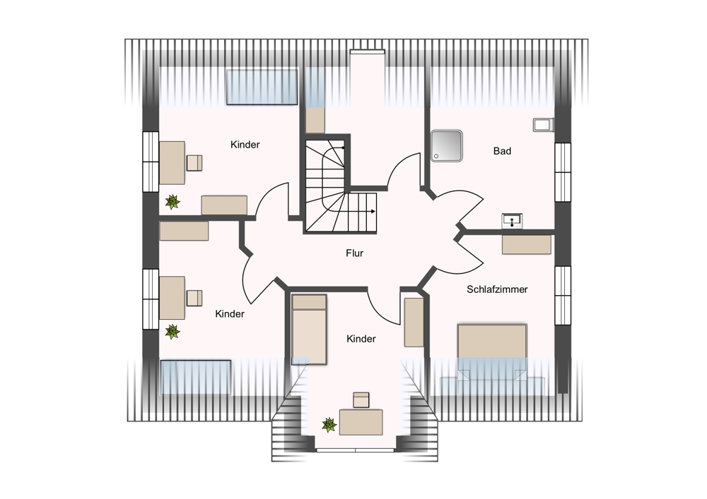 Familienglück im Dorfkern: Modernes KfW-40-Haus mit großem Garten - Obergeschoss