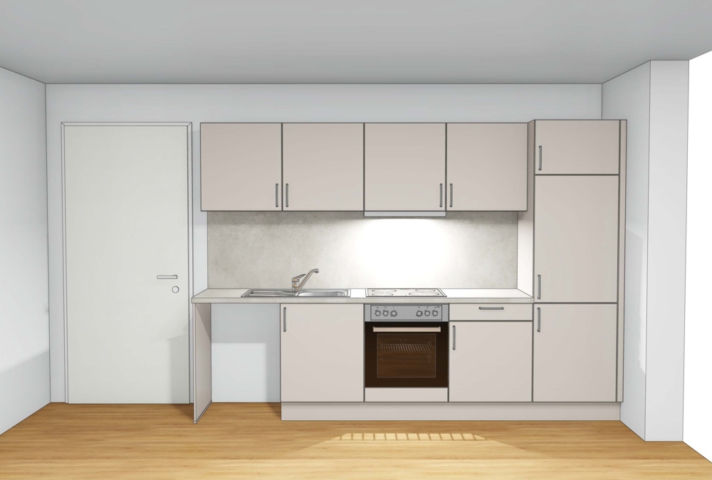 Geförderte Wohnung für zwei Personen - Visualisierung Küche