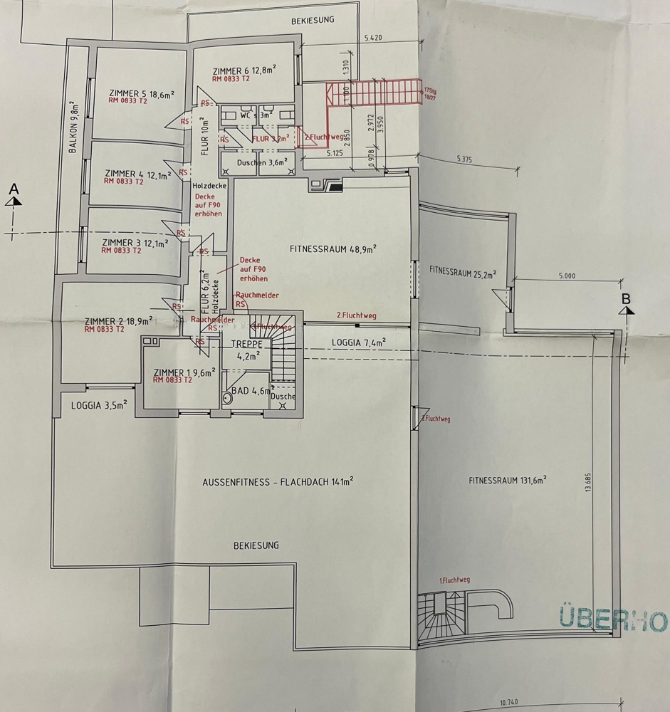 * Fitnessstudio mit Sauna- und Hotelmöglichkeit * - Grundriss OG