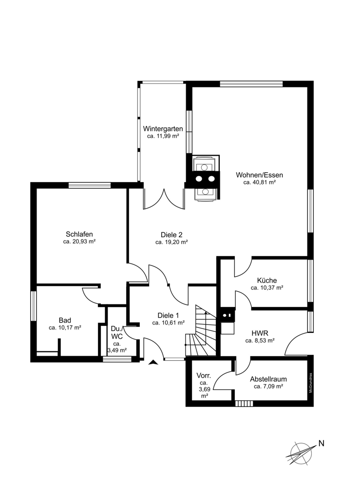 Ein- bis Zweifamilienhaus auf großem Grundstück mit Entwicklungspotenzial! - Grundriss Erdgeschoss