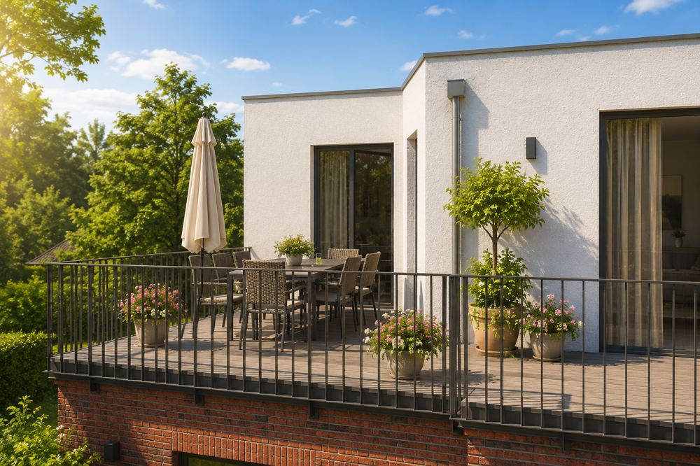 Grün Wohnen mit Traumgarten - Hausansicht Penthouse