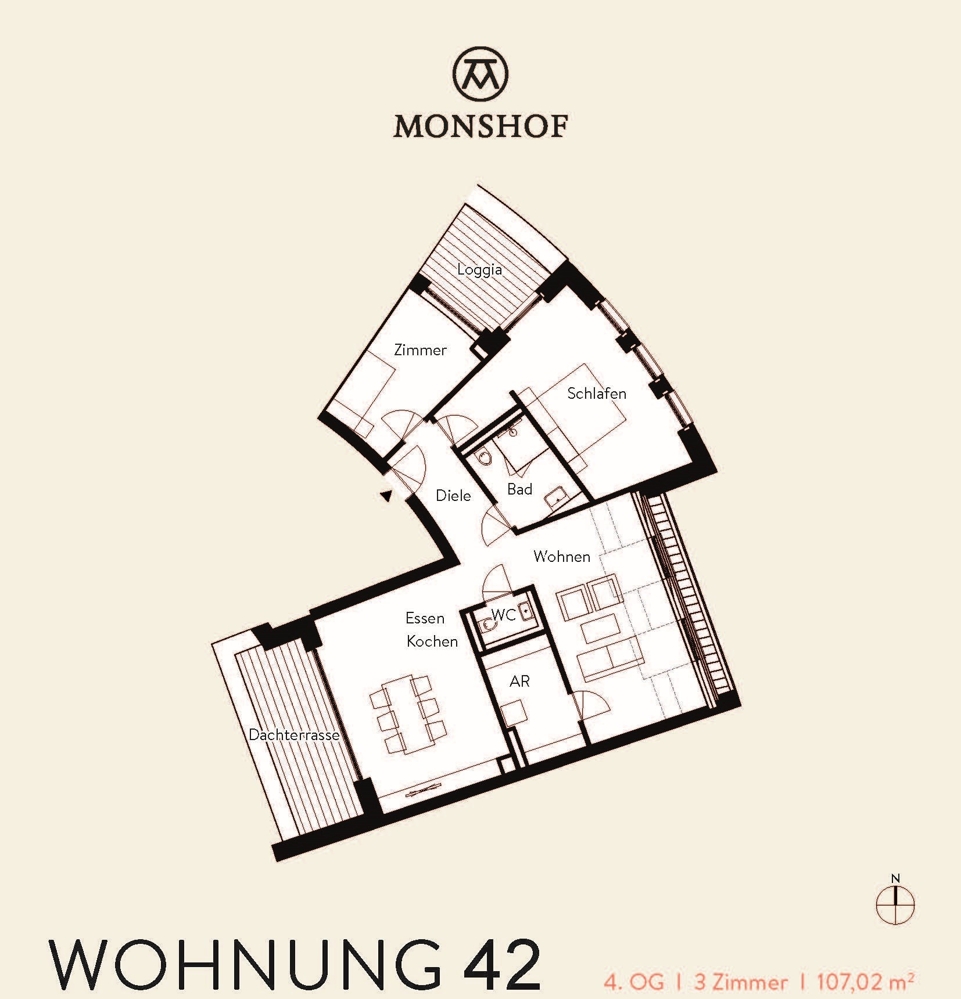 Exklusives Penthouse im Zentrum: 2 Dachterrassen & Aufzug - Grundriss