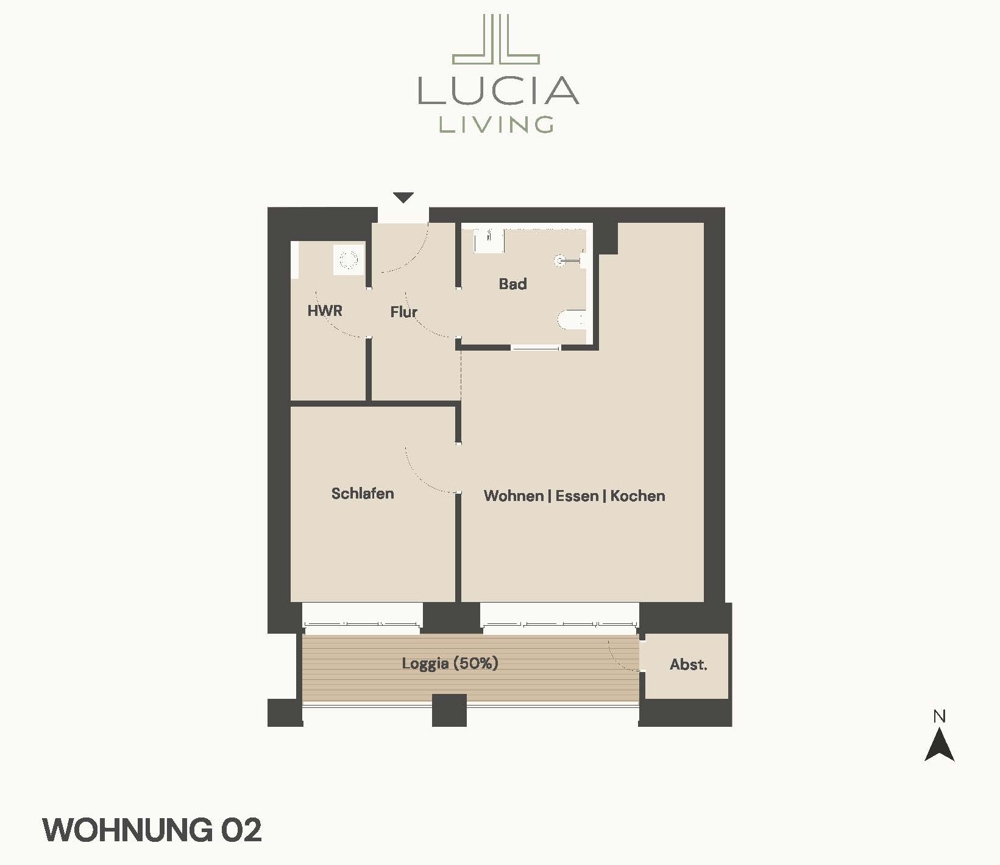 Moderne Eleganz trifft Wohnkomfort – 2 Zimmer mit sonnigem Balkon - Grundriss