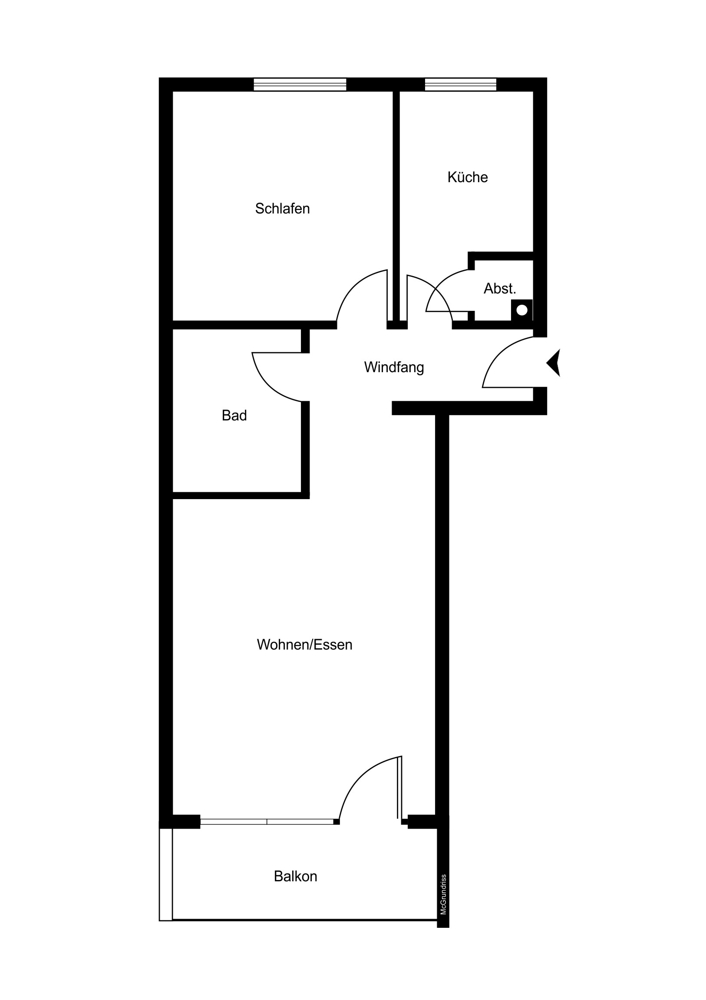 Gepflegte 2-Zimmer-Wohnung in grüner Lage - Grundriss