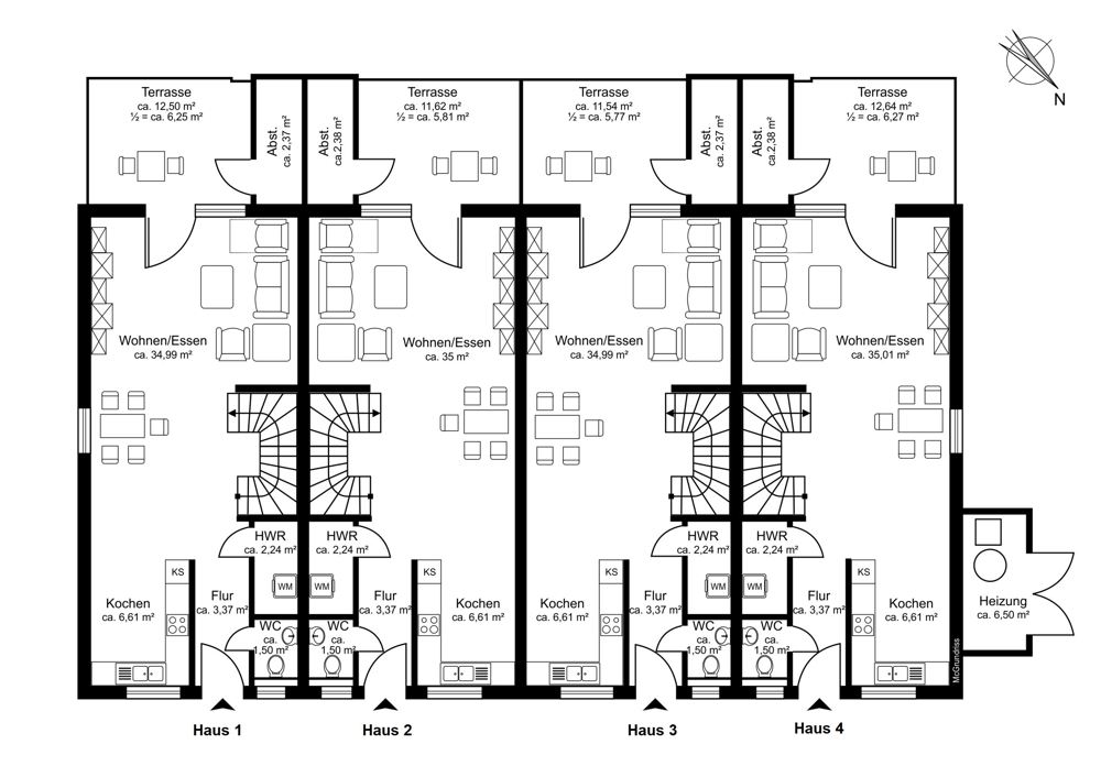 Modernes Mittelreihenhaus mit Platz für die ganze Familie in Bardowick! - Grundriss Erdgeschoss